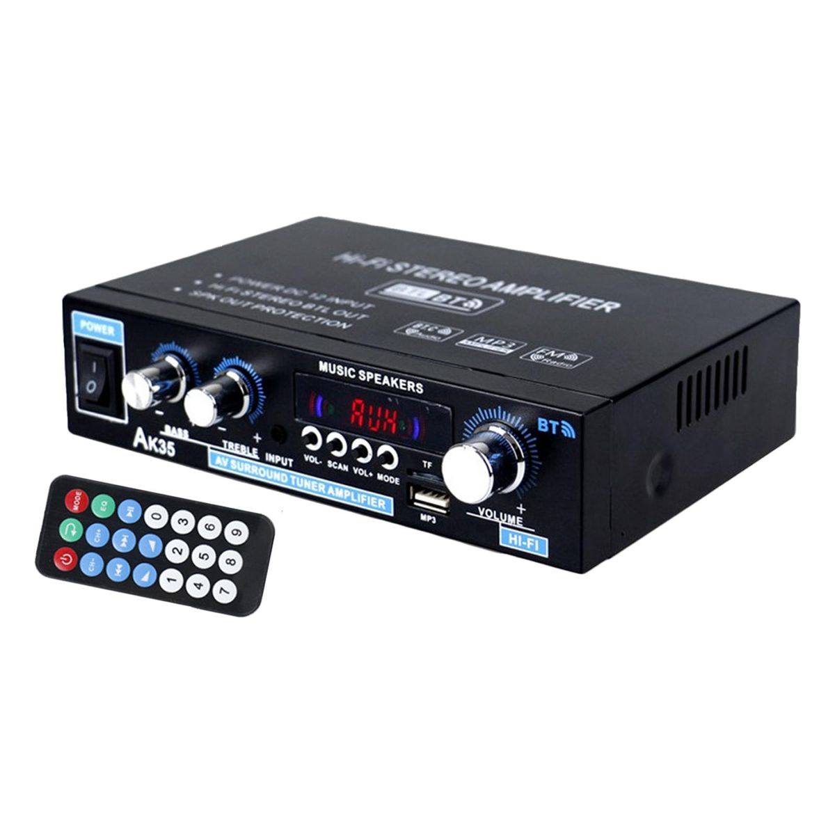 AK35 90W + 90W Audio Power Amplifier 2-Channel For Car AK35 US Plug