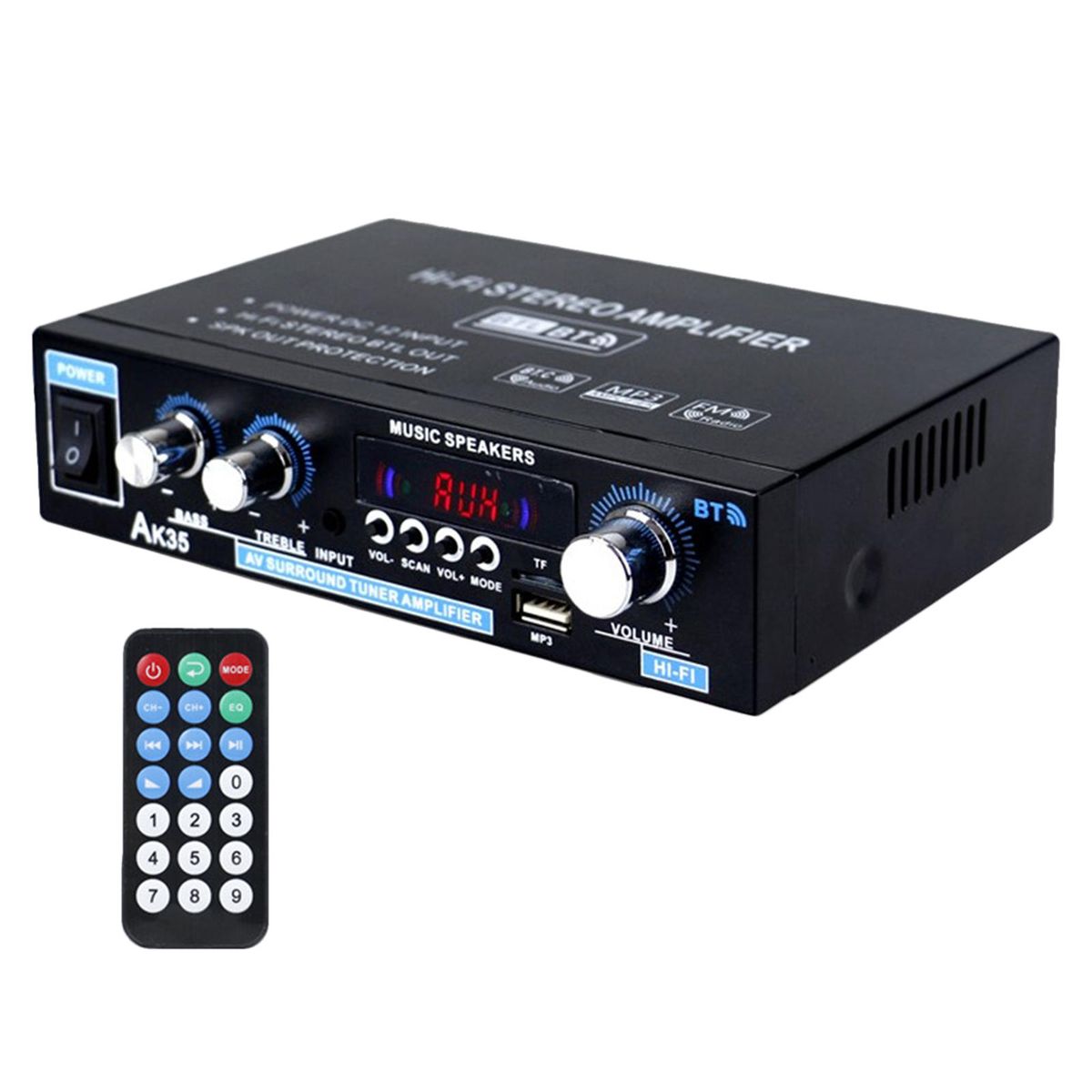 AK35 90W + 90W Audio Power Amplifier 2-Channel For Car AK35 US Plug