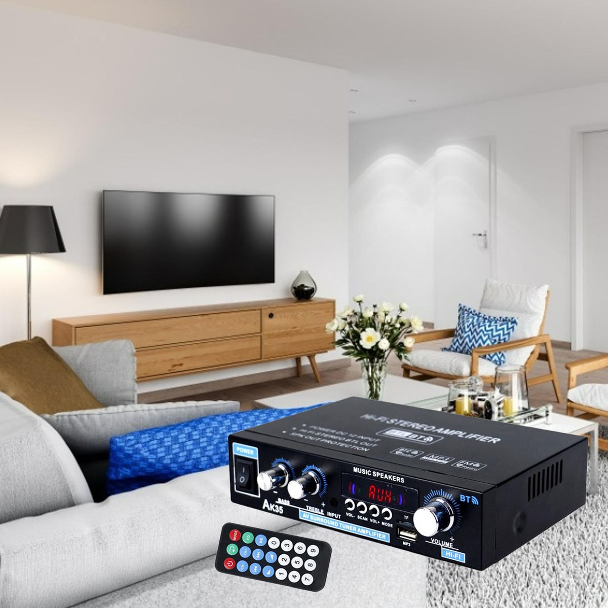 AK35 90W + 90W Audio Power Amplifier 2-Channel For Car AK35 US Plug