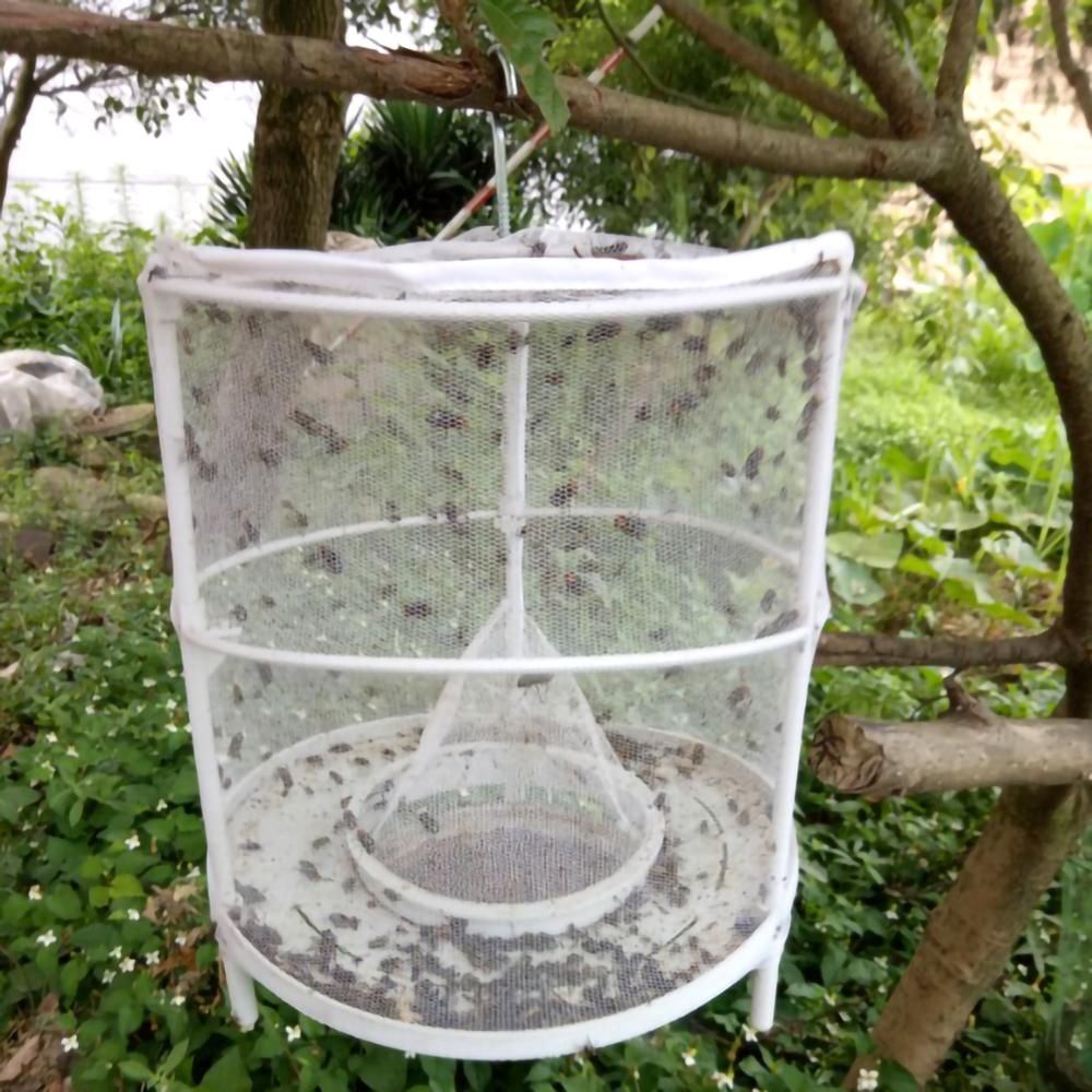 (white)Folding Fly Trap Catcher Killer Cage Net Pest Control