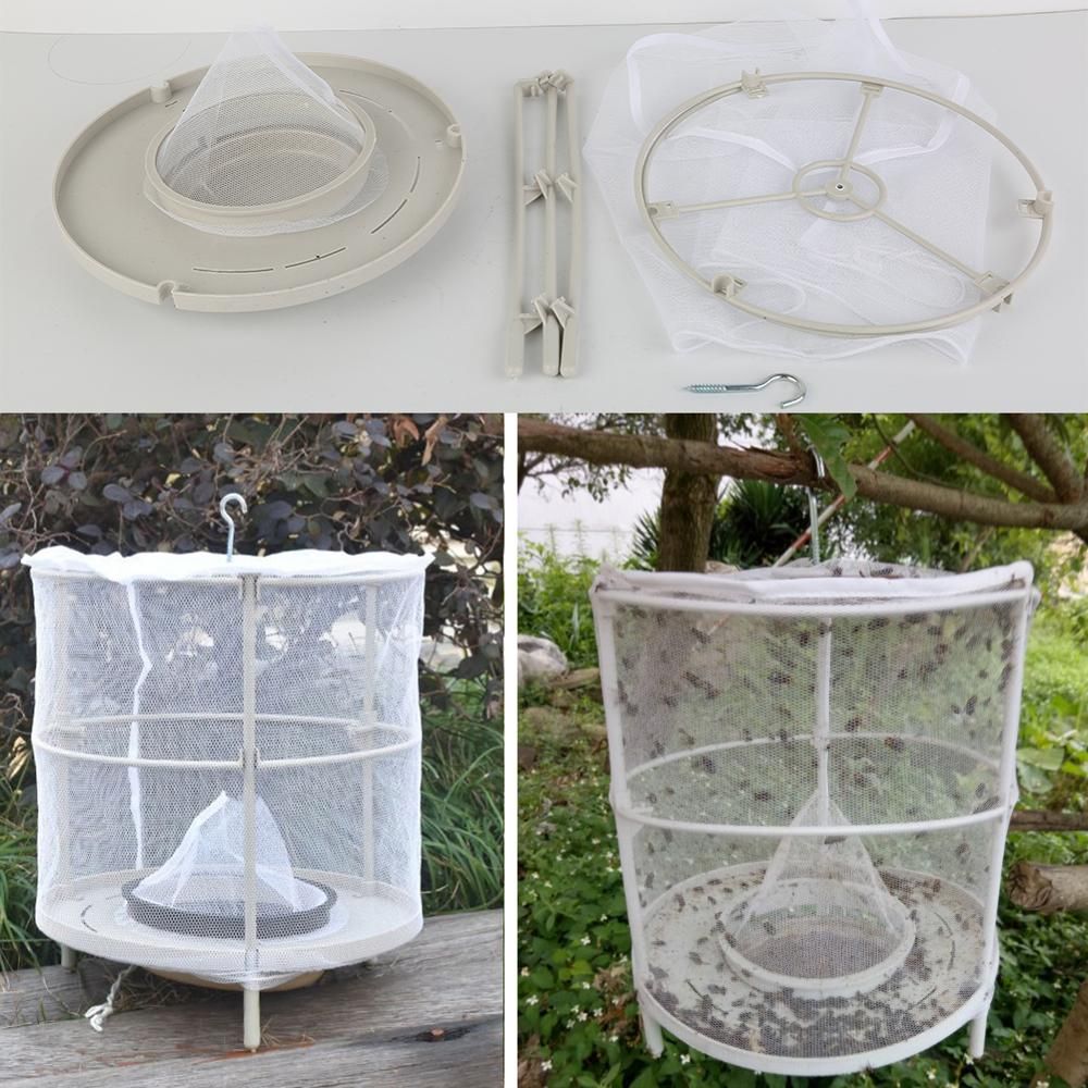 (white)Folding Fly Trap Catcher Killer Cage Net Pest Control