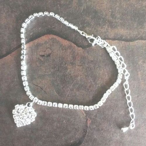 Lady Love Heart Rhinestone Ankle Bracelet Sandal Beach Foot-