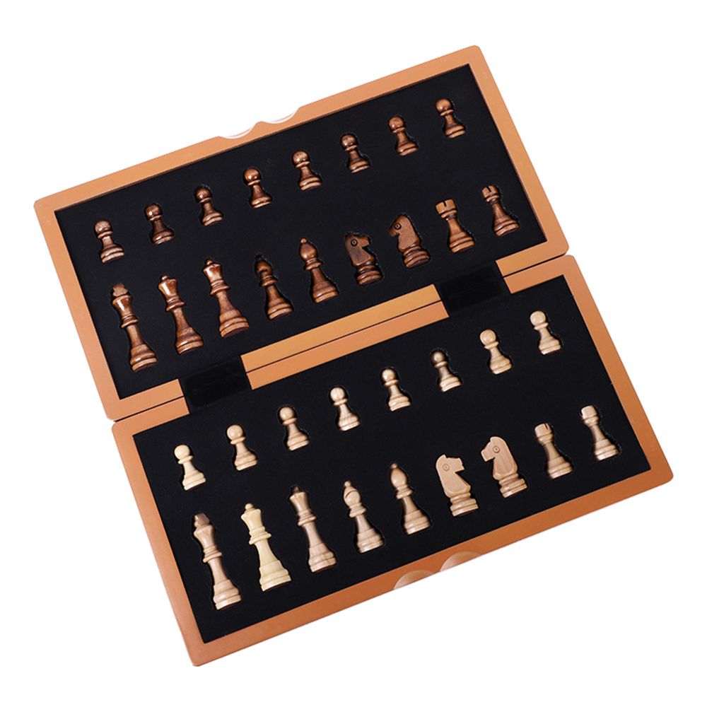 Magnetic Wooden Folding Chess Set With Felted Game Board