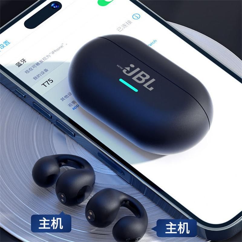 Original wwJBL T75 Wireless Bluetooth Earphones Sound Earcuffs TWS Ear Hook Headset Sport Earbuds Game Headphones With Microphon