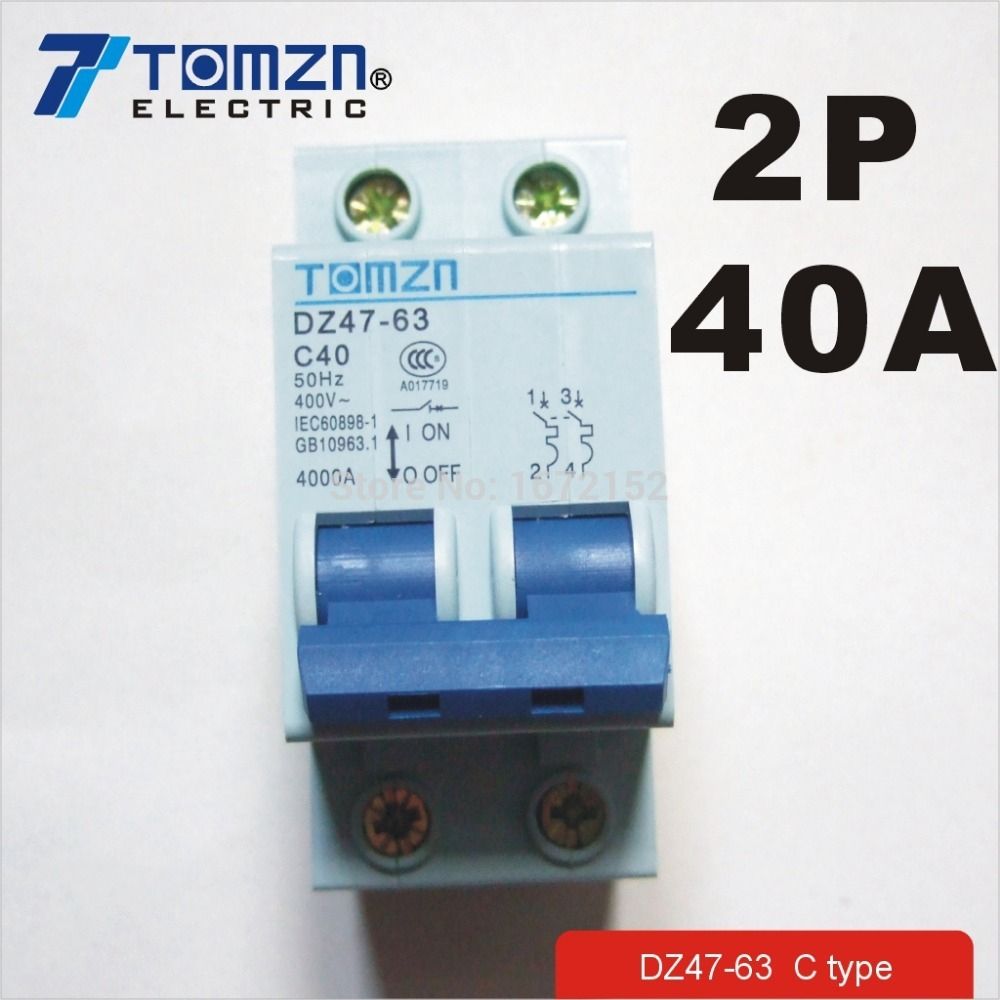 2P 40A 400V~ 50HZ 60HZ Circuit Breaker AC MCB Ty Breaker