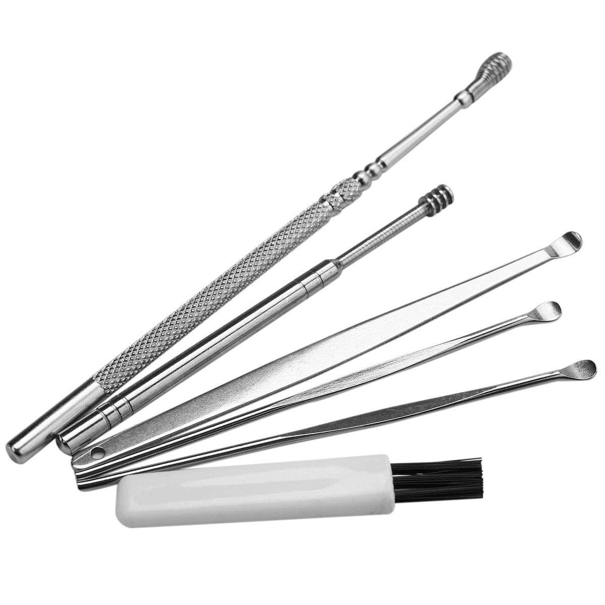 6Pcs Ear Pick Set Stainless Steel Earpick Ear Wax Curette Remover Spoon Spiral Ear Clean Tool With Case