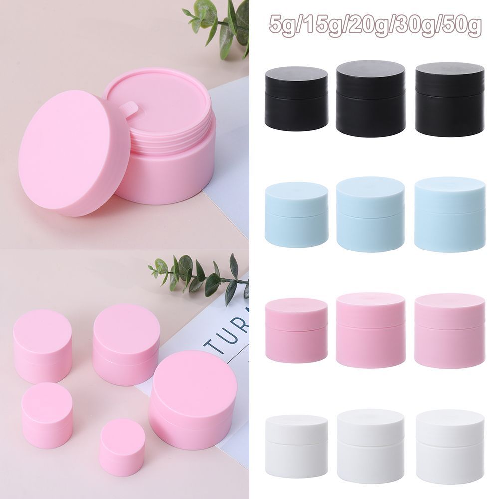 Colorful Empty Cream Jar Cosmetic Jar Makeup Container Round Refillable Bottle Plastic Box Travel Bottle Tool 5g/15g/20g/30g/50g(#black)
