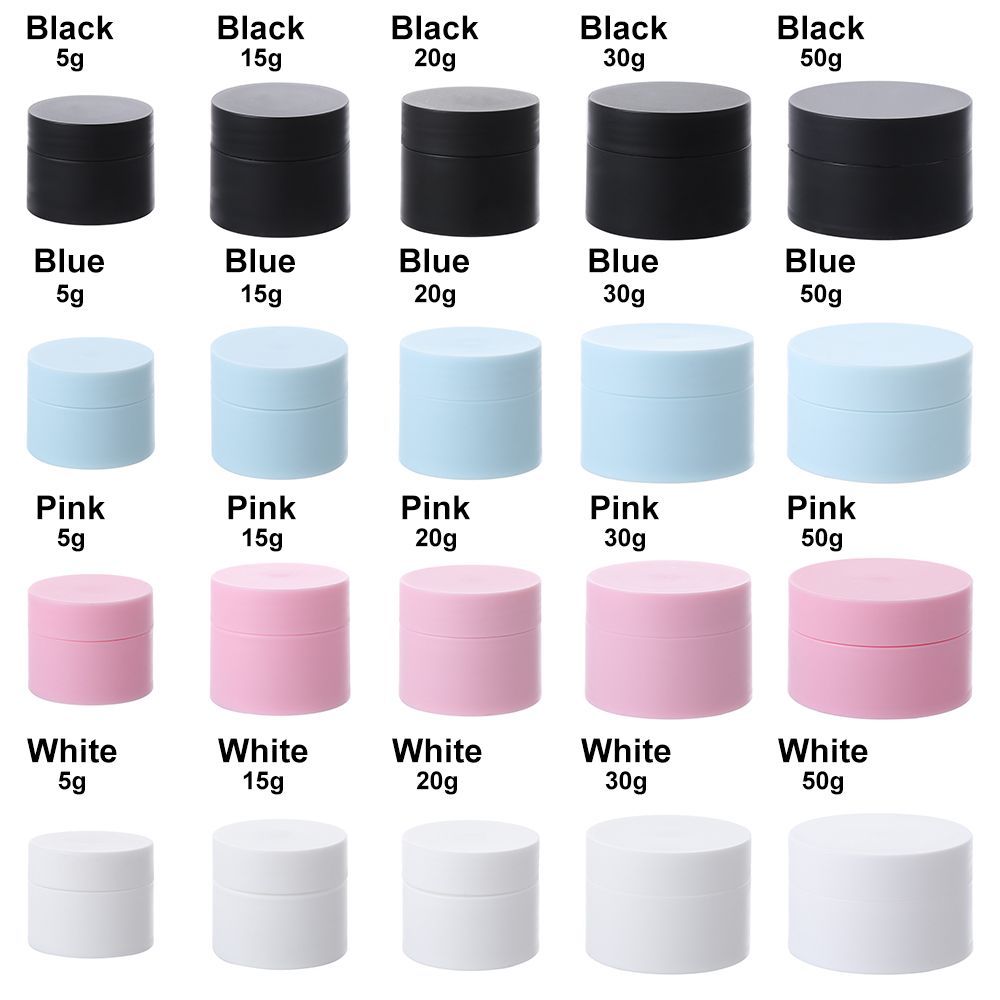 Colorful Empty Cream Jar Cosmetic Jar Makeup Container Round Refillable Bottle Plastic Box Travel Bottle Tool 5g/15g/20g/30g/50g(#black)
