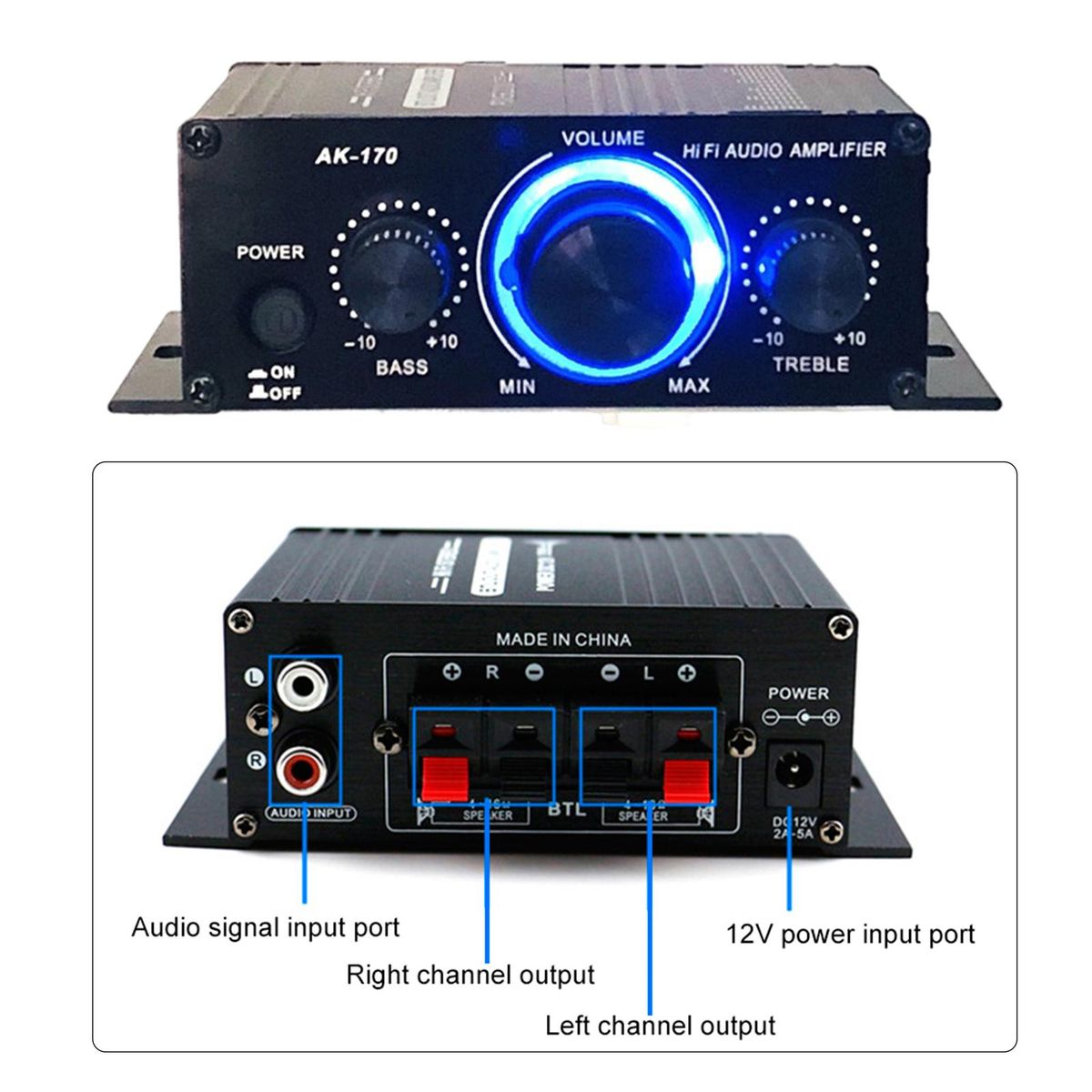 AK-170 Power Amplifier HiFi Stereo Home Audio Digital Car AK170 400W