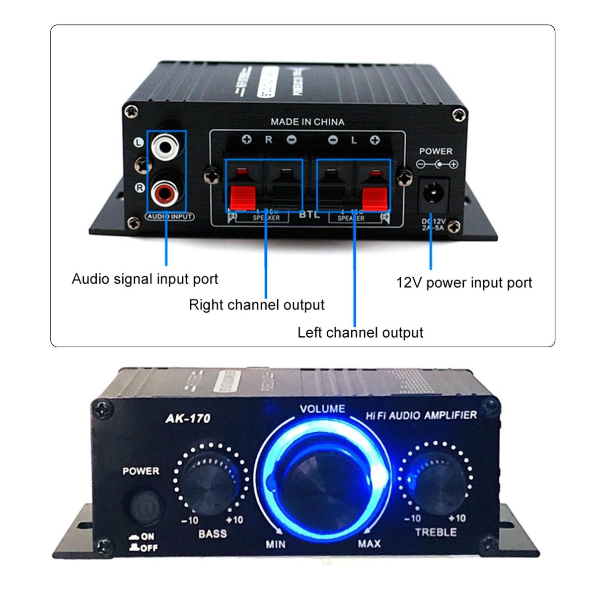 AK-170 Power Amplifier HiFi Stereo Home Audio Digital Car AK170 400W