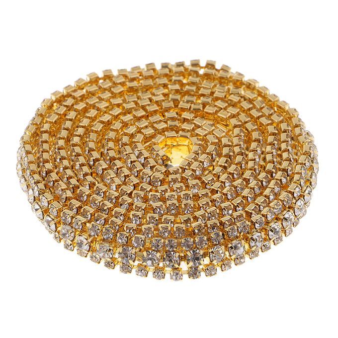 AB Diamond Golden Crystal Rhinestone Trims Claw Gold White Diamond