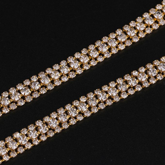 AB Diamond Golden Crystal Rhinestone Trims Claw Gold White Diamond