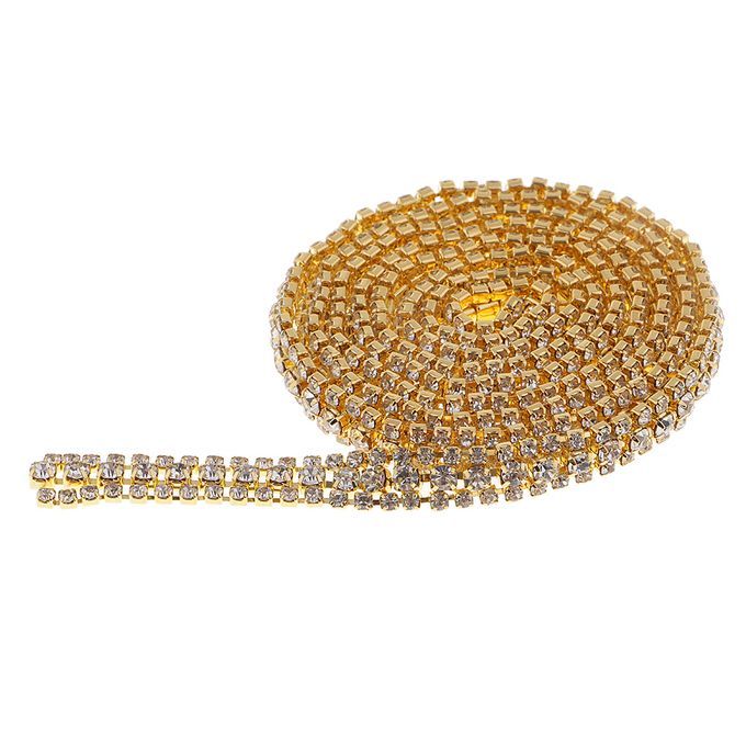 AB Diamond Golden Crystal Rhinestone Trims Claw Gold White Diamond