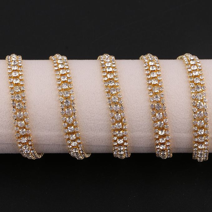 AB Diamond Golden Crystal Rhinestone Trims Claw Gold White Diamond