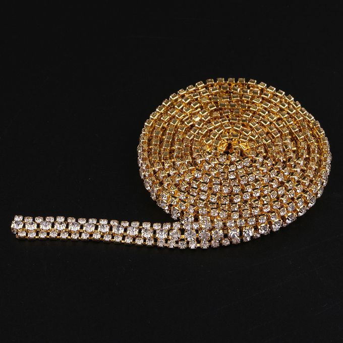 AB Diamond Golden Crystal Rhinestone Trims Claw Gold White Diamond