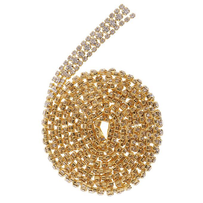 AB Diamond Golden Crystal Rhinestone Trims Claw Gold White Diamond