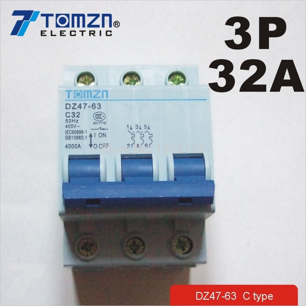 3P 32A 400V~ 50HZ 60HZ Circuit Breaker MCB