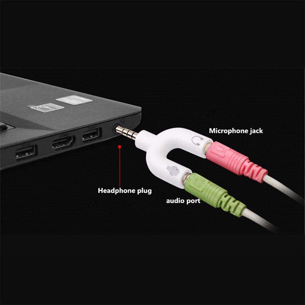 3.5mm Stereo Splitter Audio To Mic Headset   Plug Adapter For White