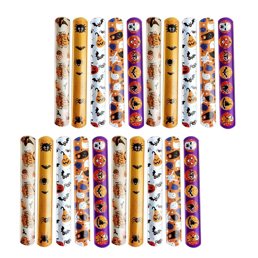 96 Pcs Halloween Ring Decor Kids Let Decorate Slap Wristband Toy Steel Bands