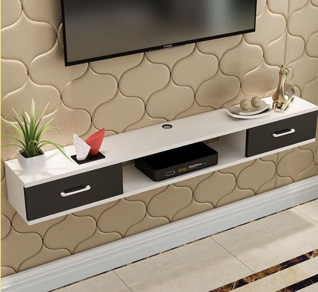 Portable TV DVD Audio Decoder Wall Shelf With Drawers