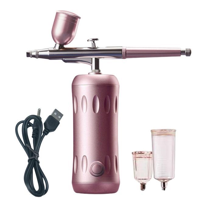 Airbrush Air Compressor Kit Handheld Cordless   Gun For Pink