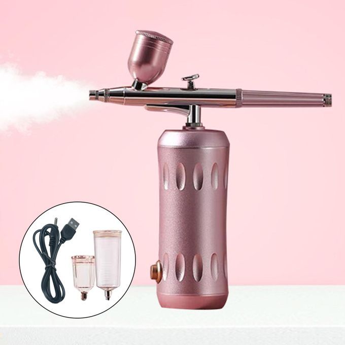 Airbrush Air Compressor Kit Handheld Cordless   Gun For Pink