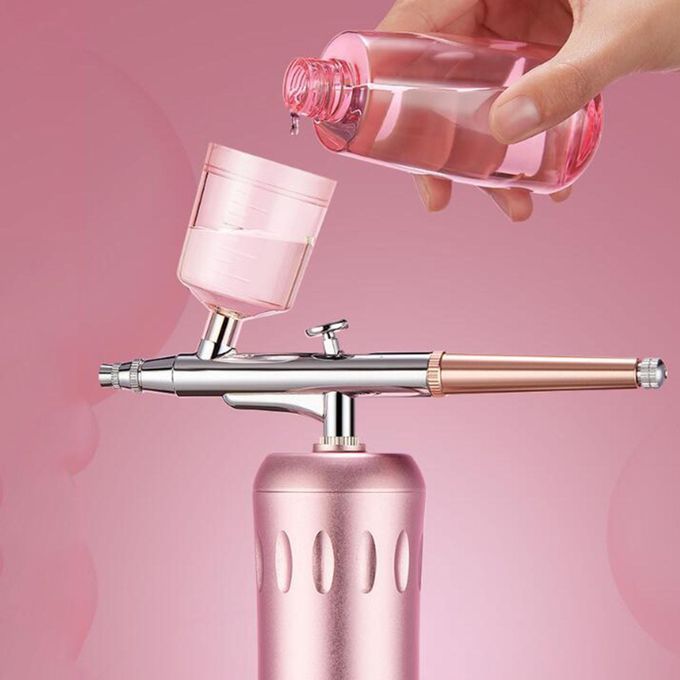 Airbrush Air Compressor Kit Handheld Cordless   Gun For Pink