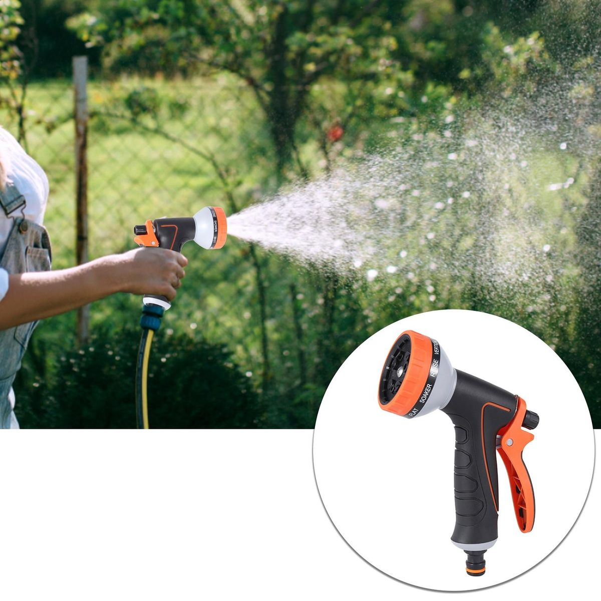 Gardening Sprinkler Car Cleaning Sprayer Pet Washing Sprinkler Orange and Black
