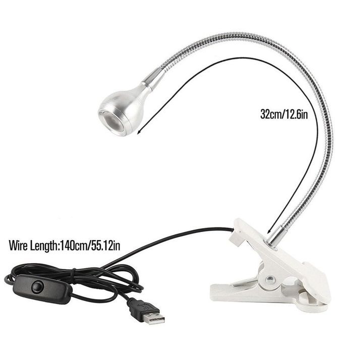 Flexible USB LED Light Clip-on Bed Table Desk Study Reading Lamp