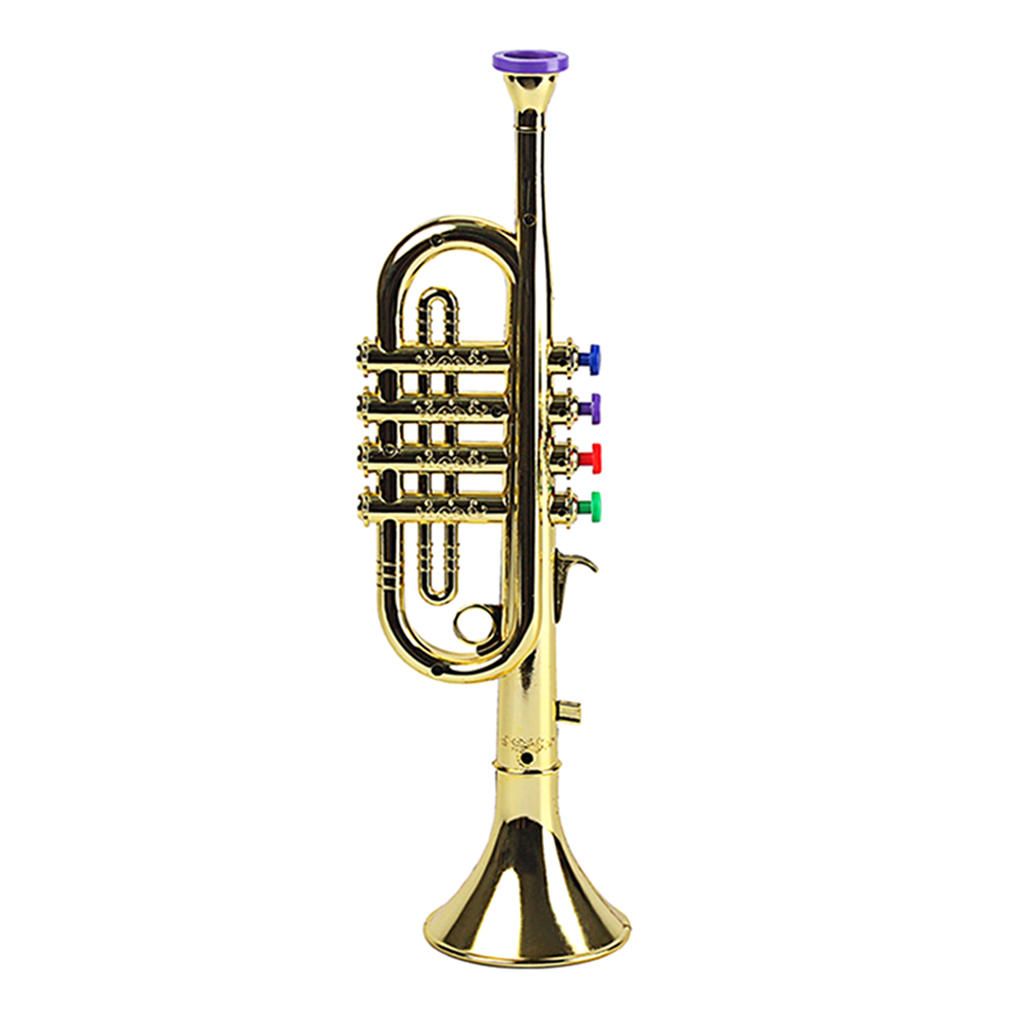 Plastic Trumpet Wind Instrument For Children With 3 Colored Keys