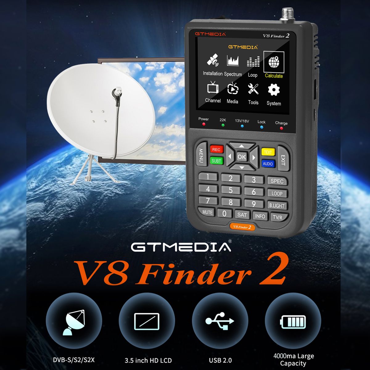 V8 Finder 2 TV Signal Finder Meter Signal Receiver 3.5-in