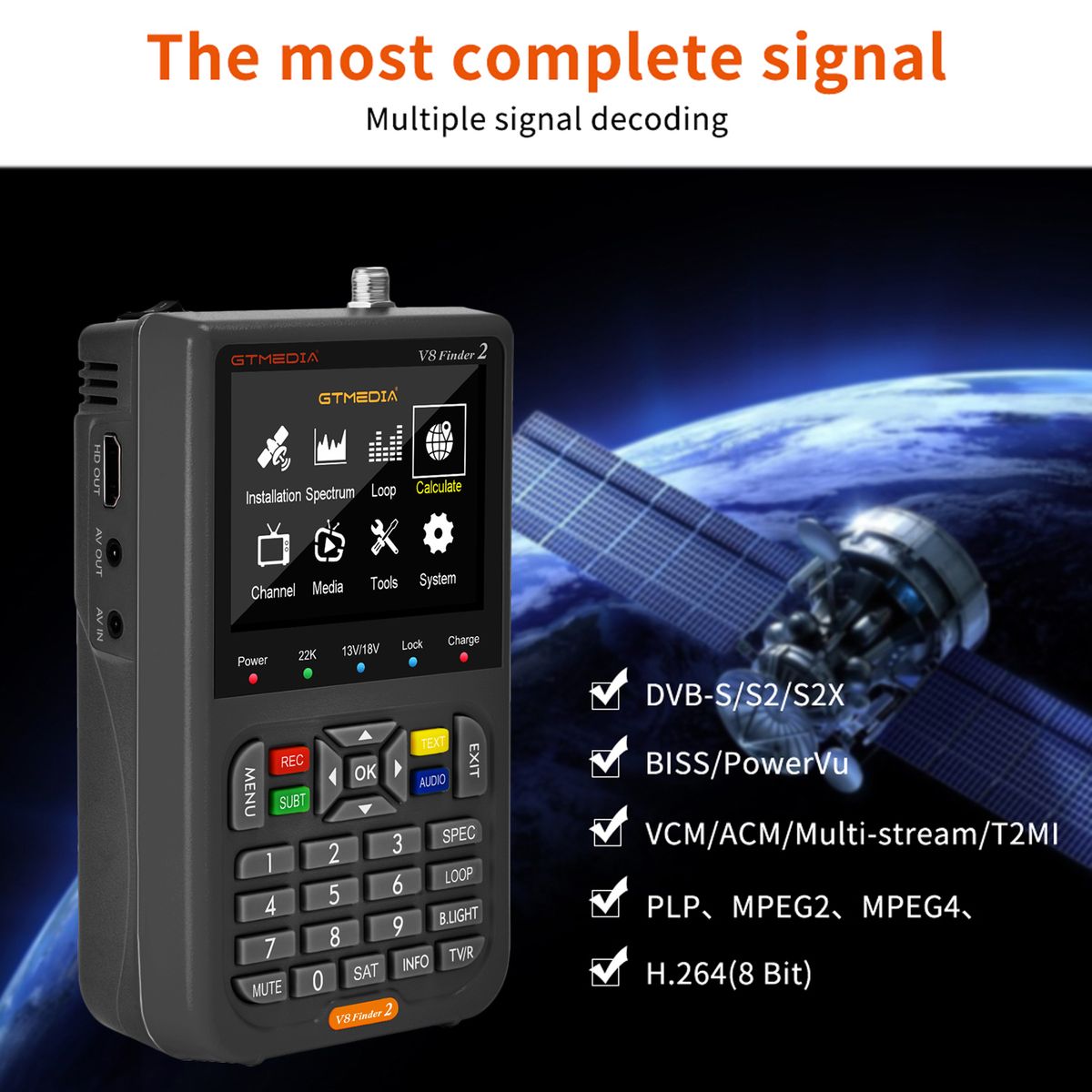 V8 Finder 2 TV Signal Finder Meter Signal Receiver 3.5-in