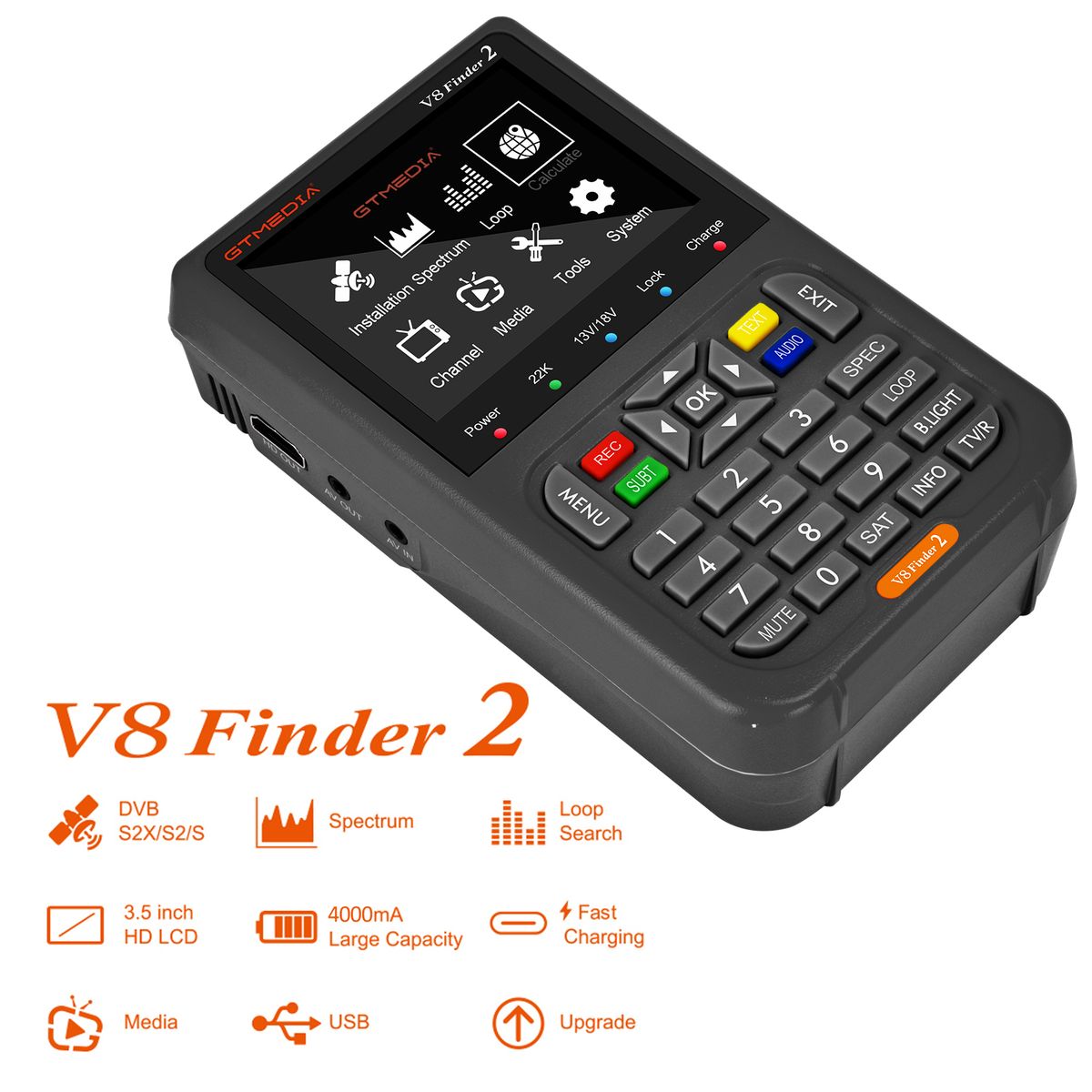 V8 Finder 2 TV Signal Finder Meter Signal Receiver 3.5-in