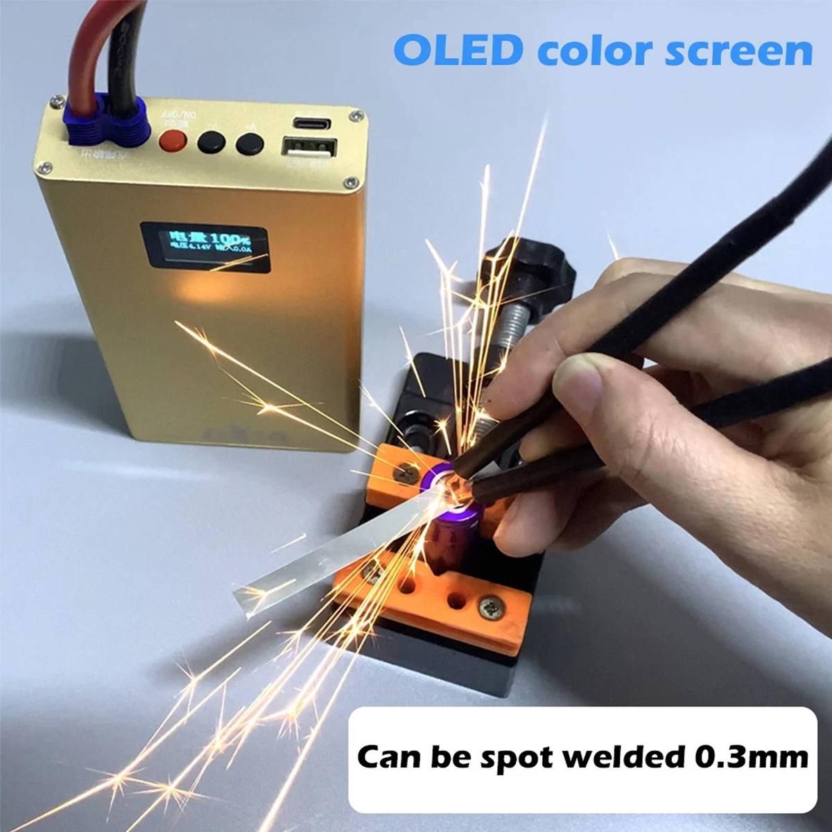 10600mAh Portable Spot-Welding Machine with Welding Pens OLED Display 20 Gears Power Adjustment 20 Gears Delay Adjustable Intelligent DIY Spot-Welding Set for Lithium Battery