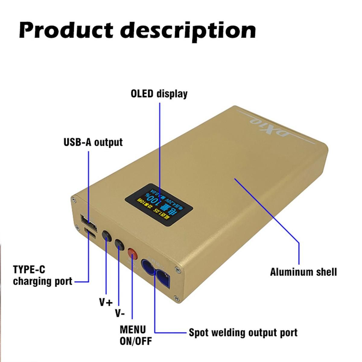 10600mAh Portable Spot-Welding Machine with Welding Pens OLED Display 20 Gears Power Adjustment 20 Gears Delay Adjustable Intelligent DIY Spot-Welding Set for Lithium Battery