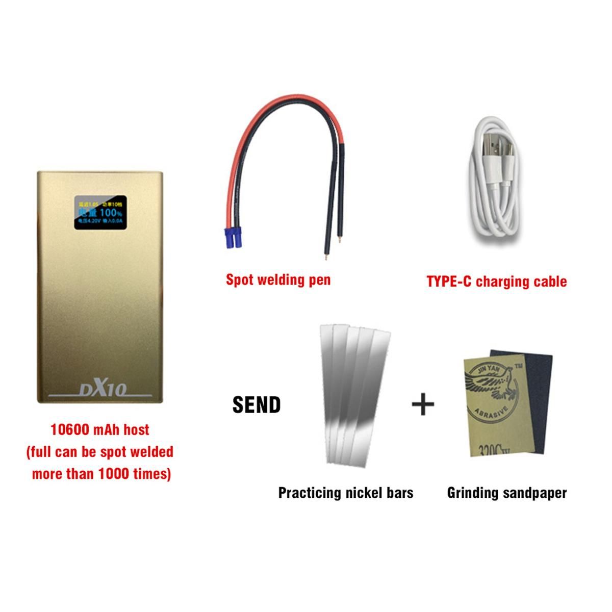 10600mAh Portable Spot-Welding Machine with Welding Pens OLED Display 20 Gears Power Adjustment 20 Gears Delay Adjustable Intelligent DIY Spot-Welding Set for Lithium Battery