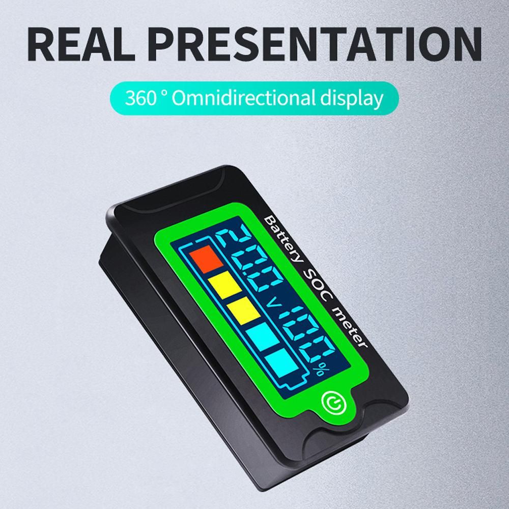 Waterproof Battery SOC Power Meter Capacity Indicator 8-100V Direct Current Voltmeter 12.0V 24V 36V 48V 60V 72V Lithium Iron Phosphate Battery Ternary Lithium Polymer Battery Tester