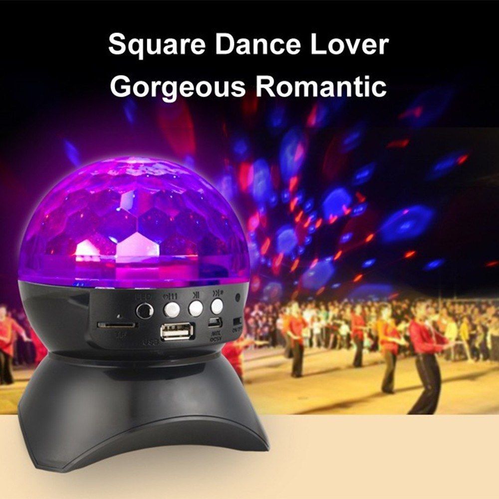 Wireless BT Music Speaker Colorful LED Crystal Rotating Ball