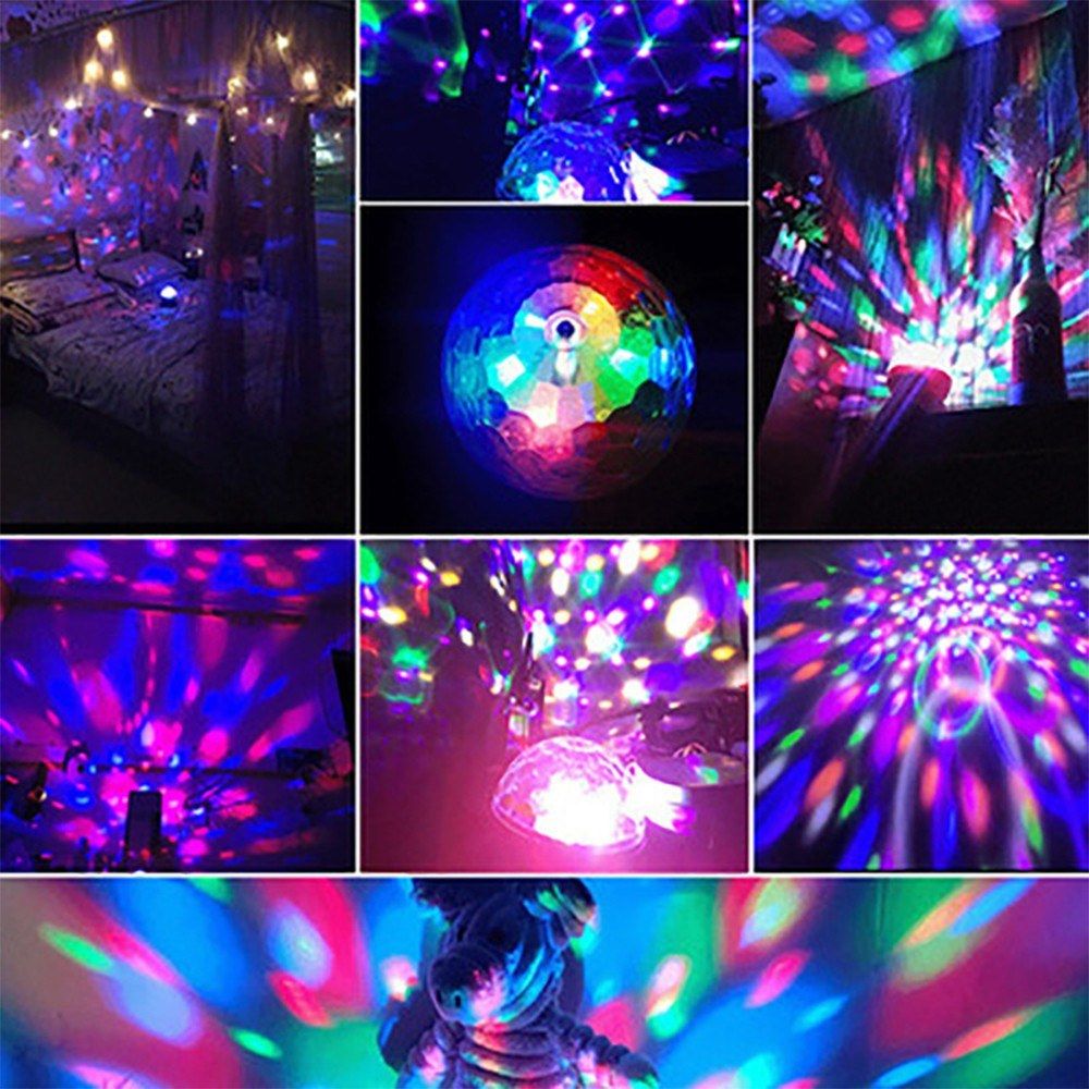 Wireless BT Music Speaker Colorful LED Crystal Rotating Ball