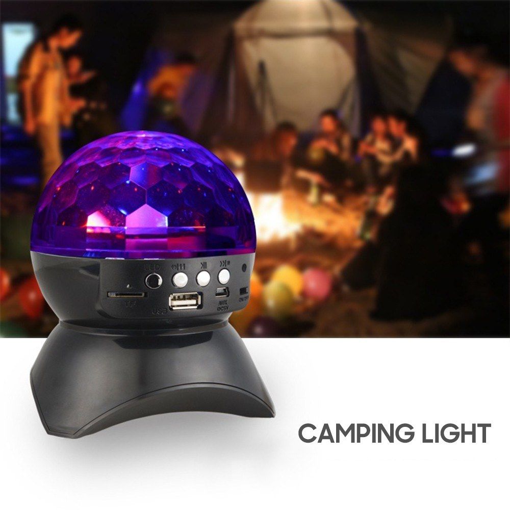 Wireless BT Music Speaker Colorful LED Crystal Rotating Ball