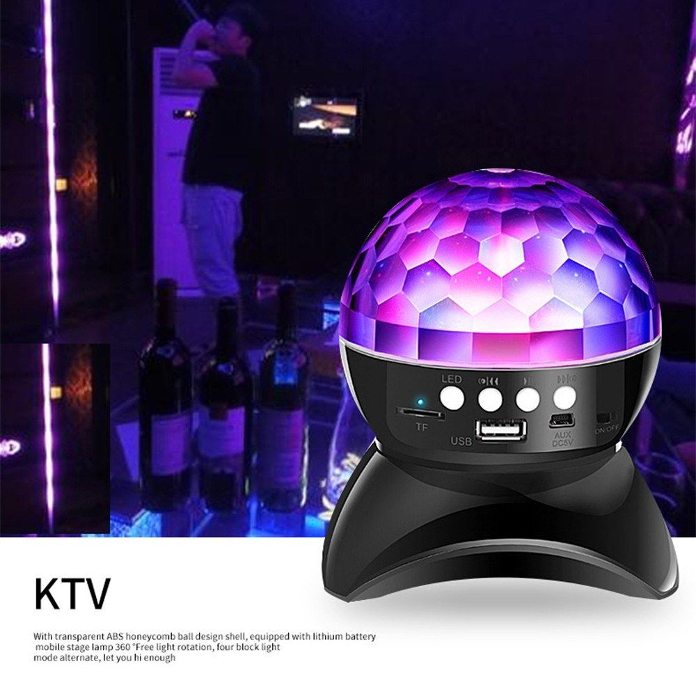 Wireless BT Music Speaker Colorful LED Crystal Rotating Ball