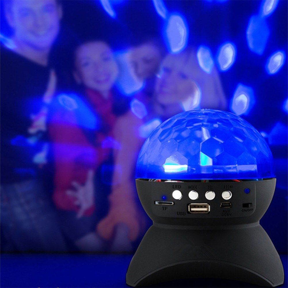 Wireless BT Music Speaker Colorful LED Crystal Rotating Ball