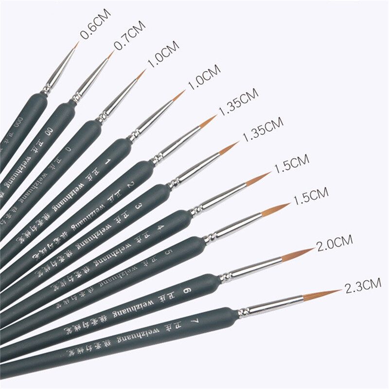 6/9/10 PCS/Set Artist Brush Hand-painted Hook Line Drawing Pen Art Miniatures Paint Brushes Fine Detail Gouache Refill Supplies