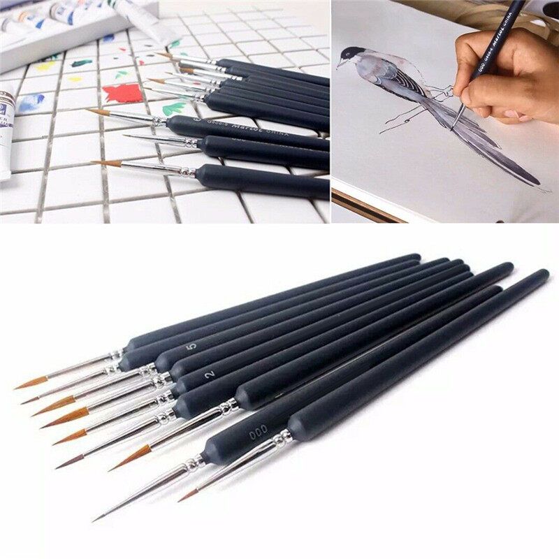 6/9/10 PCS/Set Artist Brush Hand-painted Hook Line Drawing Pen Art Miniatures Paint Brushes Fine Detail Gouache Refill Supplies