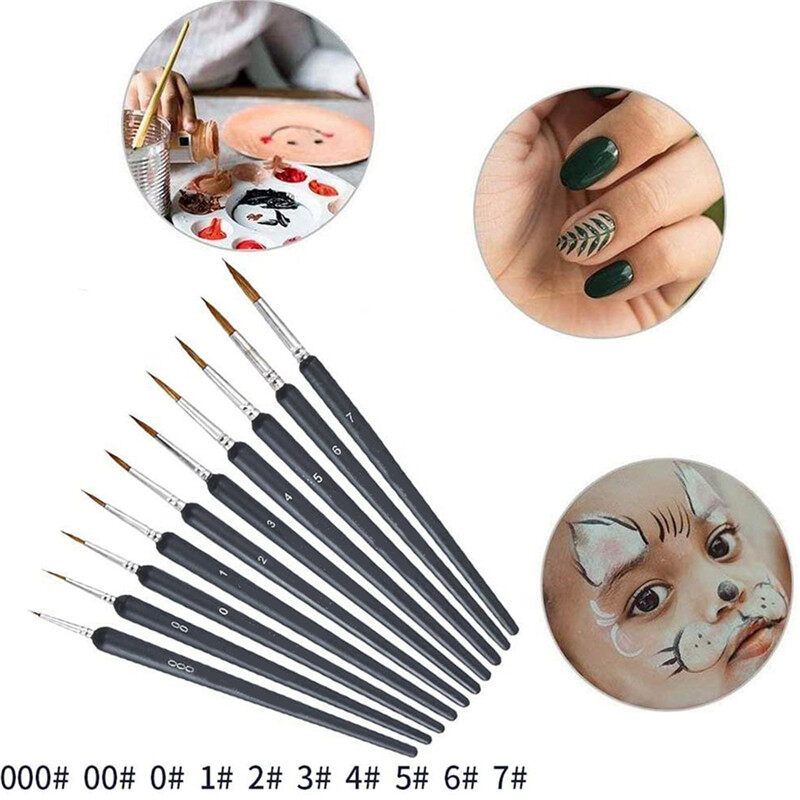6/9/10 PCS/Set Artist Brush Hand-painted Hook Line Drawing Pen Art Miniatures Paint Brushes Fine Detail Gouache Refill Supplies