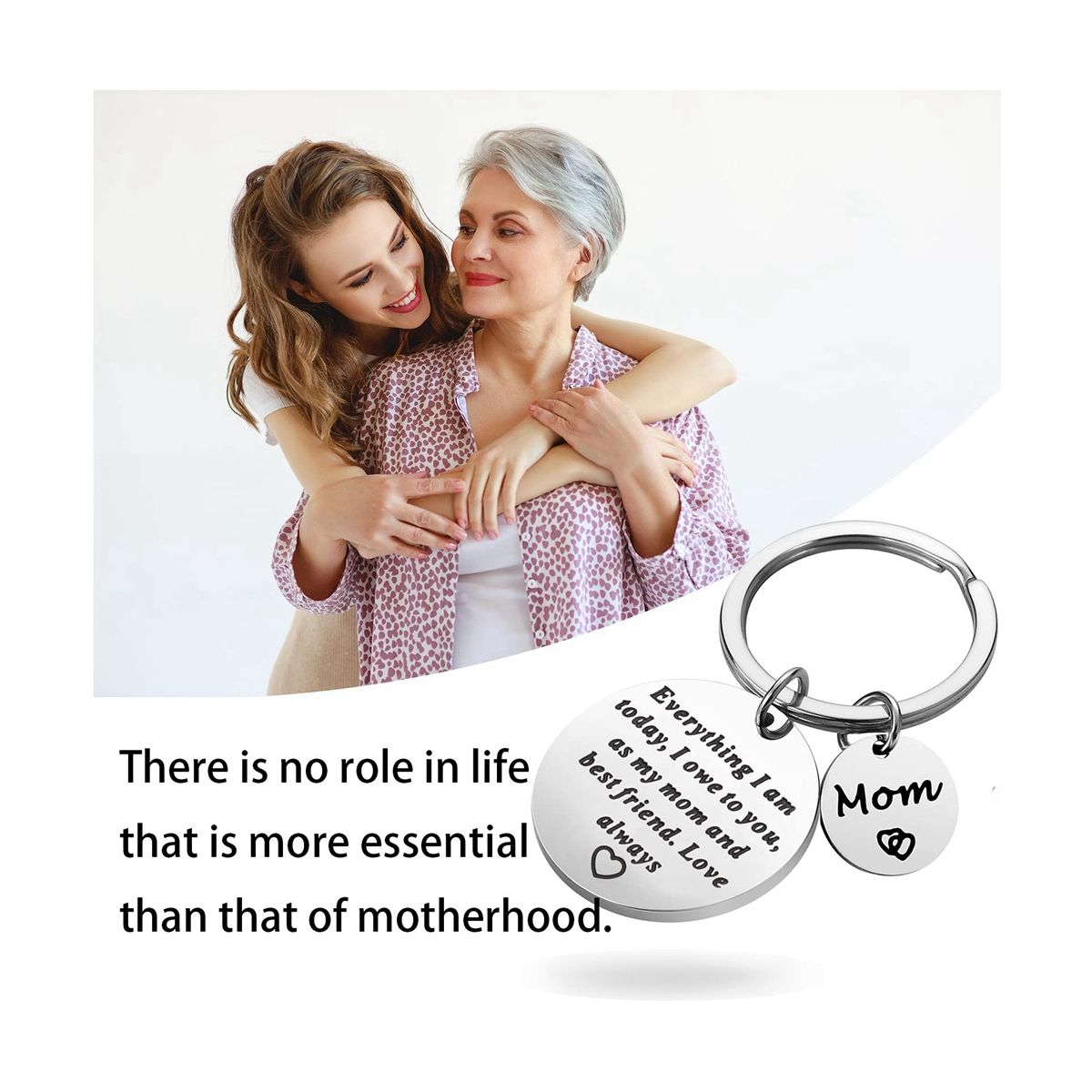 Mom Birthday Gifts Keychain-As My Mom and Best Friend,Love