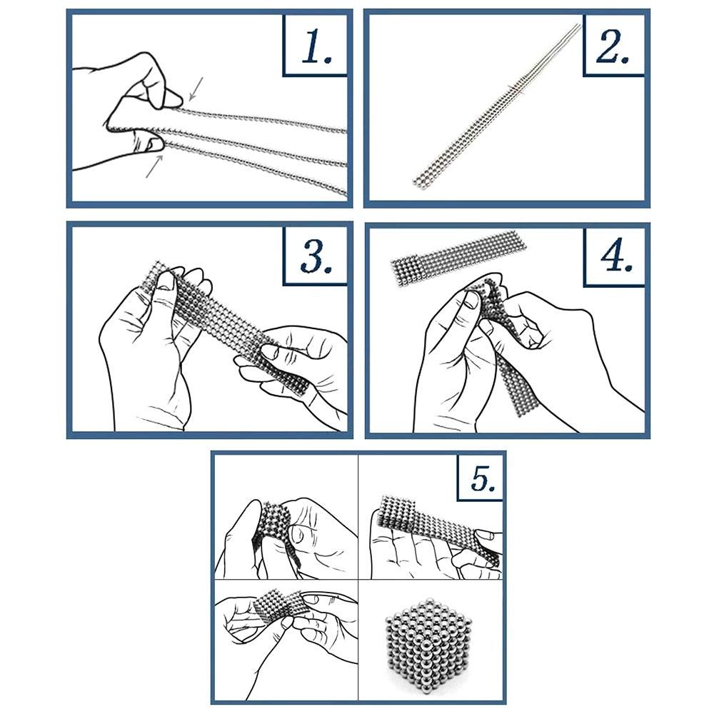 1000Pcs 5mm Magnetic Ball Set Magic Magnet Cube Building Toy for Stress Relief Mix 10-Color