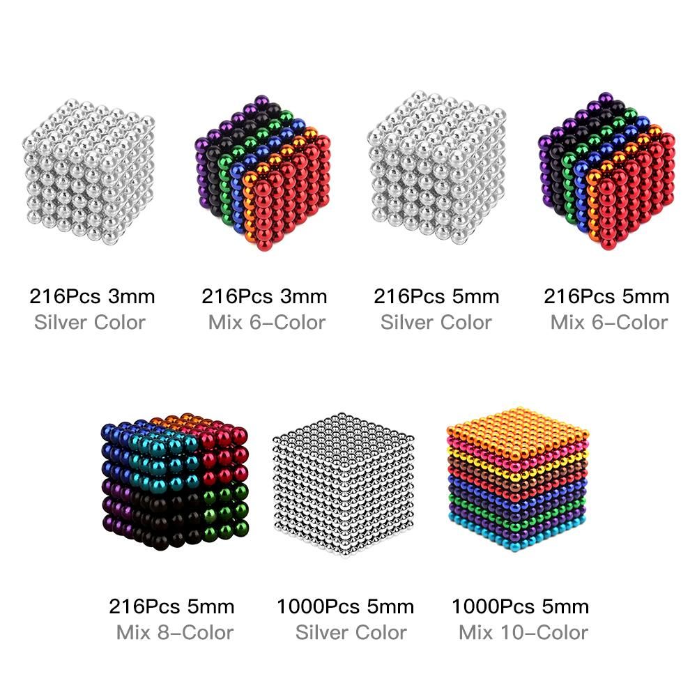 1000Pcs 5mm Magnetic Ball Set Magic Magnet Cube Building Toy for Stress Relief Mix 10-Color