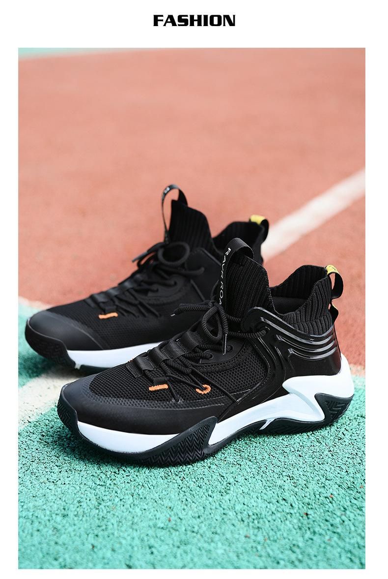 Plus Size (39-46) Basketball Shoes High Top Men's Sneakers Black