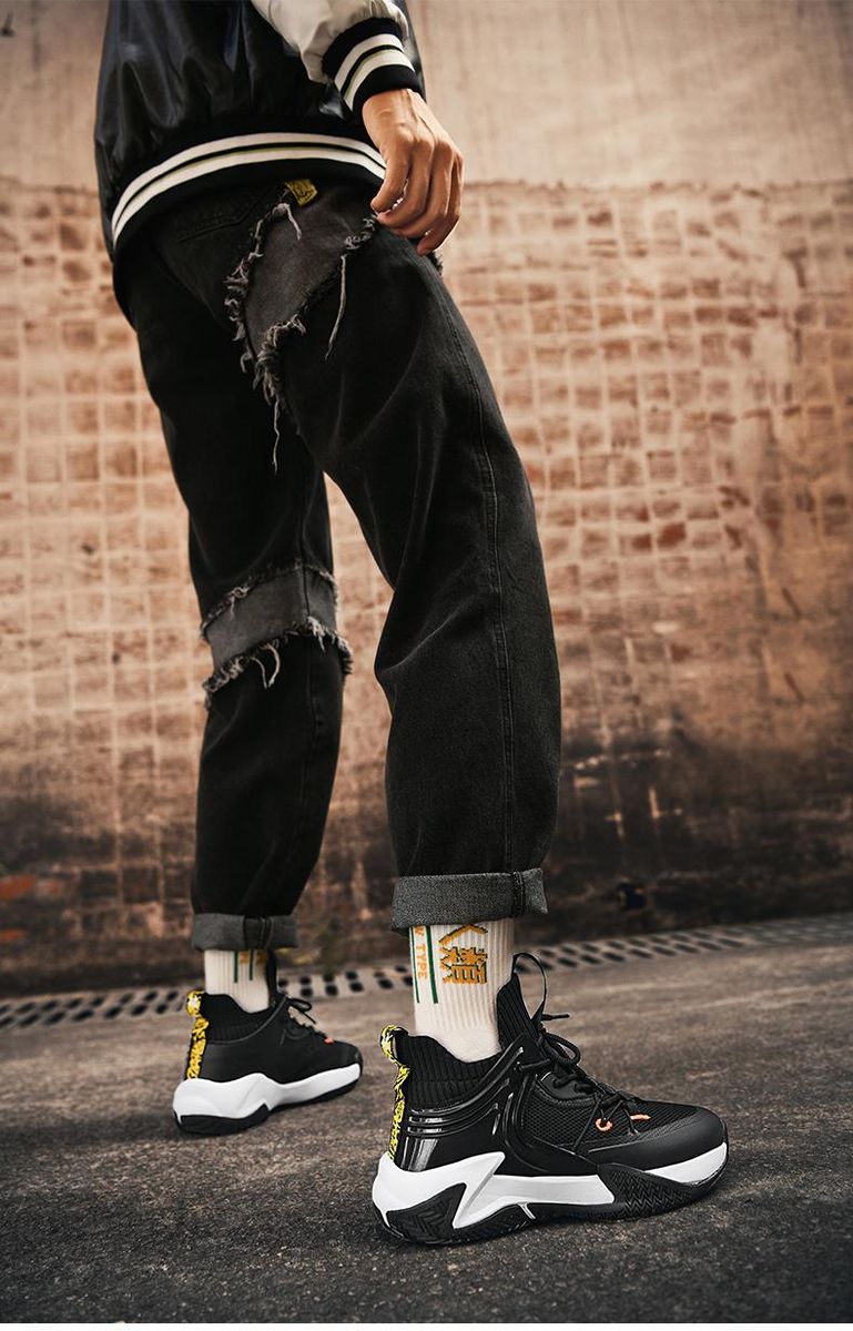 Plus Size (39-46) Basketball Shoes High Top Men's Sneakers Black